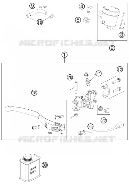 FRONT BRAKE MASTER CYLINDER KTM MOTO 1190 2011 RC8  1190 RC8 R WHITE