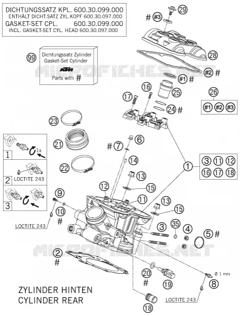 CYLINDER HEAD REAR KTM MOTO 990 2007 ADVENTURE  990 ADVENTURE S