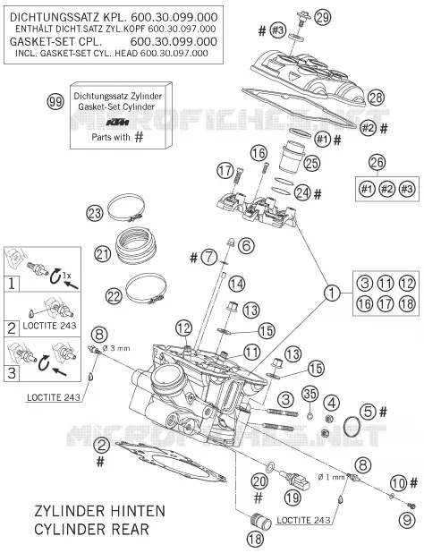 CYLINDER HEAD REAR KTM MOTO 950 2005 ADVENTURE  950 ADVENTURE BLACK
