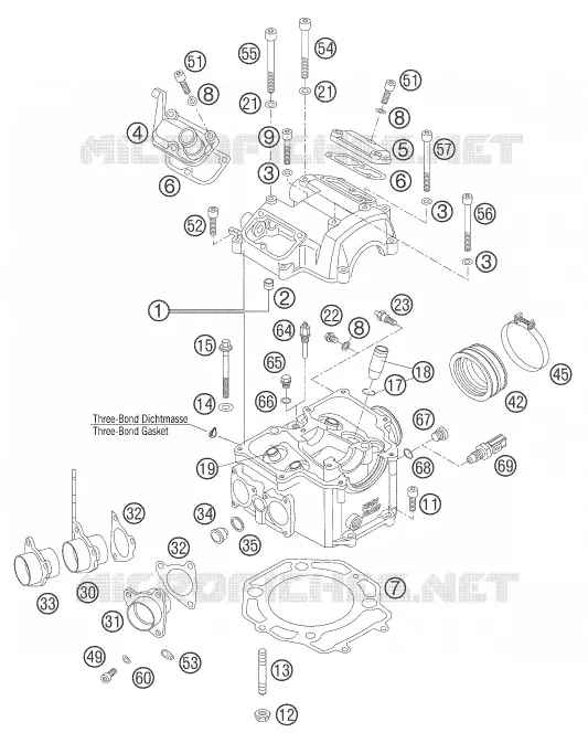 CYLINDER HEAD  KTM MOTO 640 2005 ADVENTURE  640 ADVENTURE