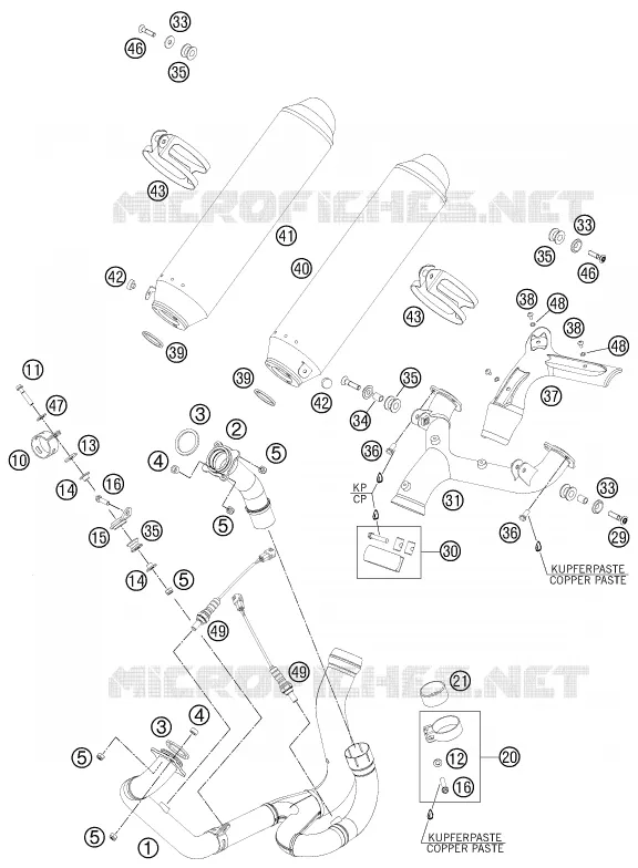 EXHAUST KTM MOTO 990 2012 SUPERMOTO  990 SUPERMOTO T WHITE ABS