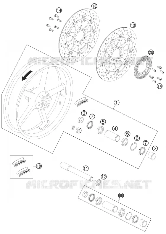 FRONT WHEEL KTM MOTO 990 2012 SUPERMOTO  990 SUPERMOTO T WHITE ABS