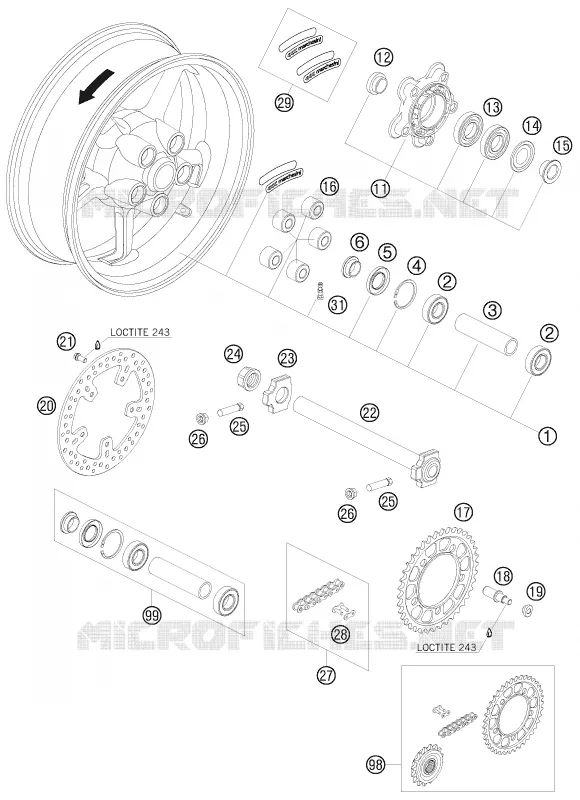 REAR WHEEL KTM MOTO 990 2008 SUPERMOTO  990 SUPERMOTO ORANGE