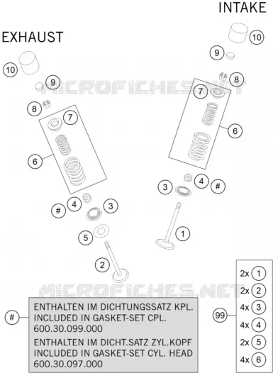 VALVES KTM MOTO 950 2008 SUPERMOTO  950 SUPERMOTO R