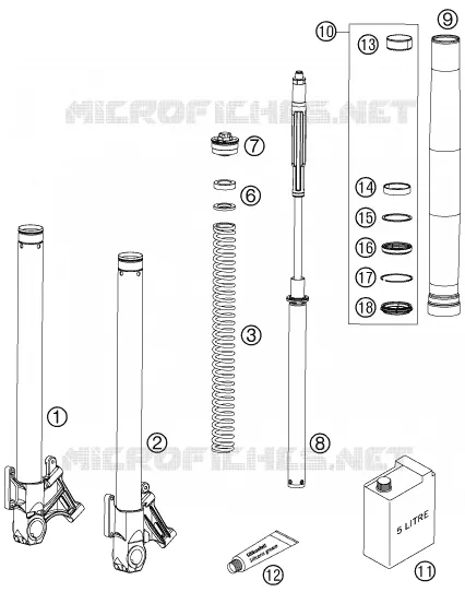 FRONT FORK (PARTS) KTM MOTO 950 2005 SUPERMOTO  950 SUPERMOTO BLACK