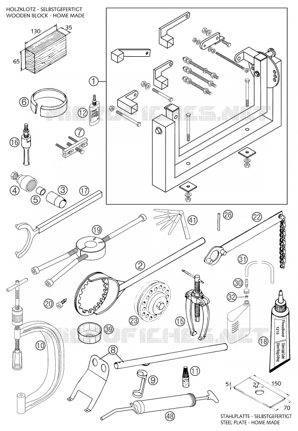 SPECIFIC TOOLS (ENGINE) KTM MOTO 640 2003 SUPERMOTO  640 LC4 SUPERMOTO ORANGE