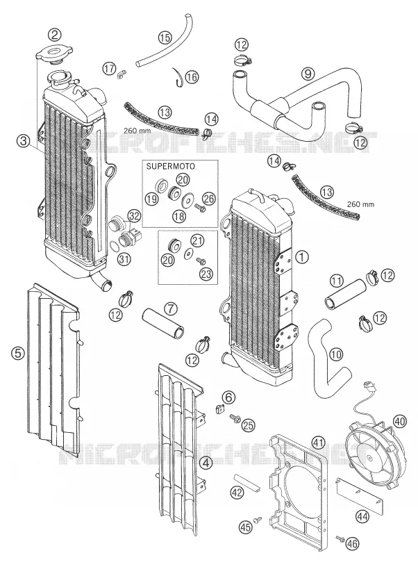 COOLING SYSTEM KTM MOTO 625 2005 LC4  625 SMC