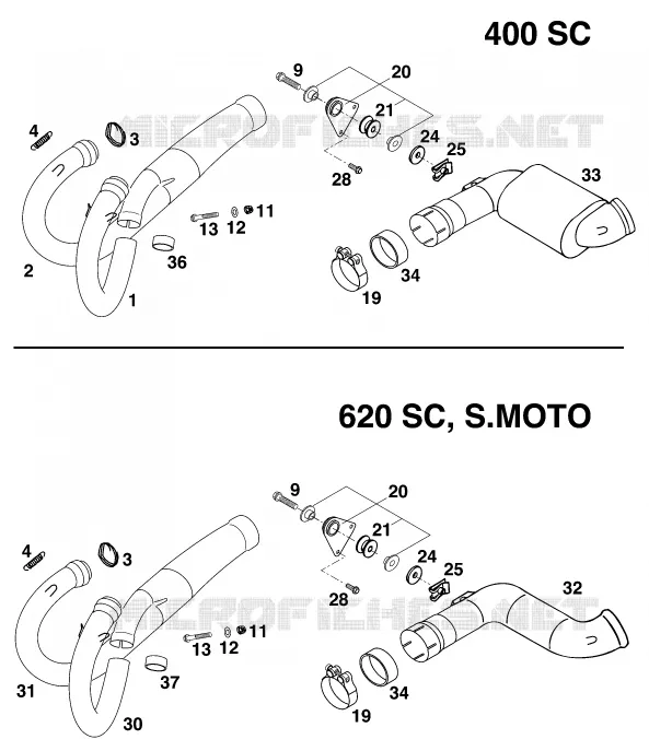 EXHAUST KTM MOTO 620 2000 LC4  620 SC SUPER-MOTO