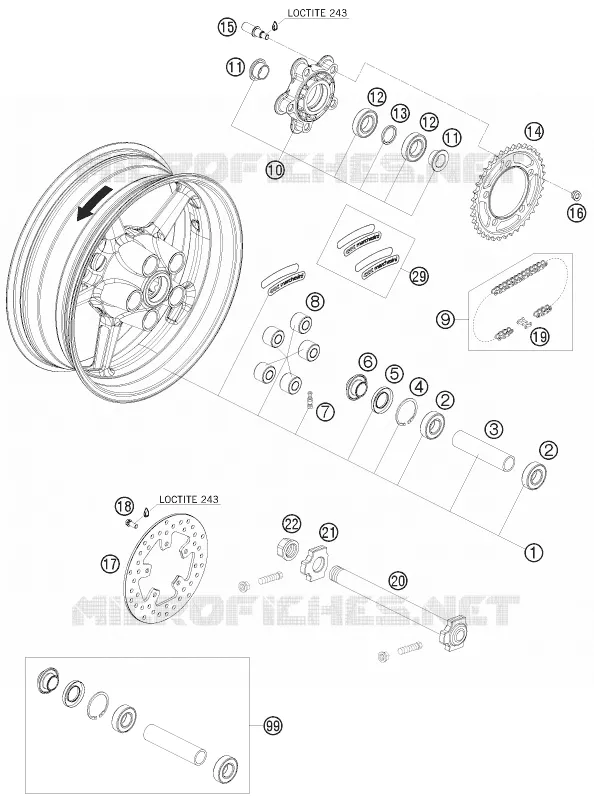 REAR WHEEL KTM MOTO 1190 2009 RC8  1190 RC8