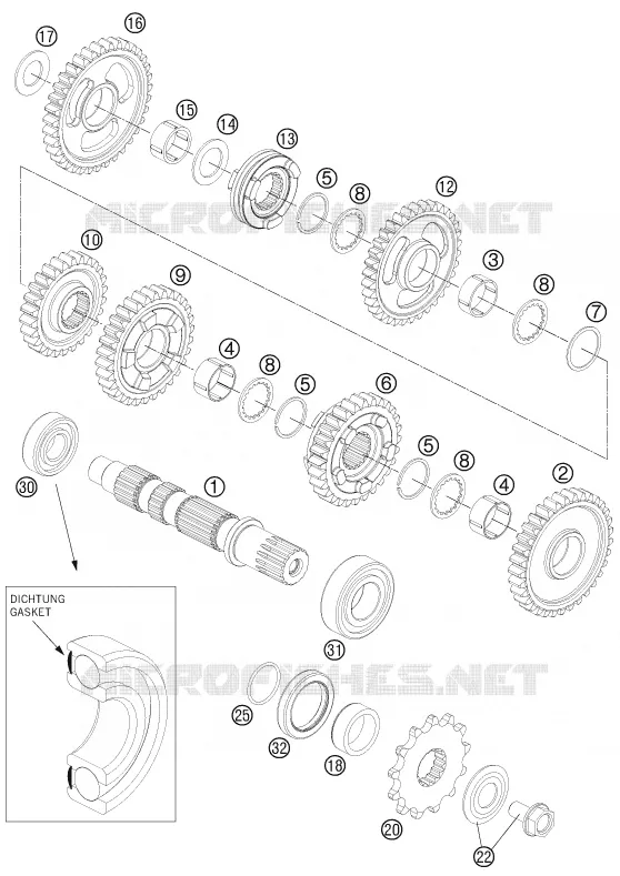 GEARBOX COUNTERSHAFT KTM MOTO 525 2012 ATV  525 XC ATV