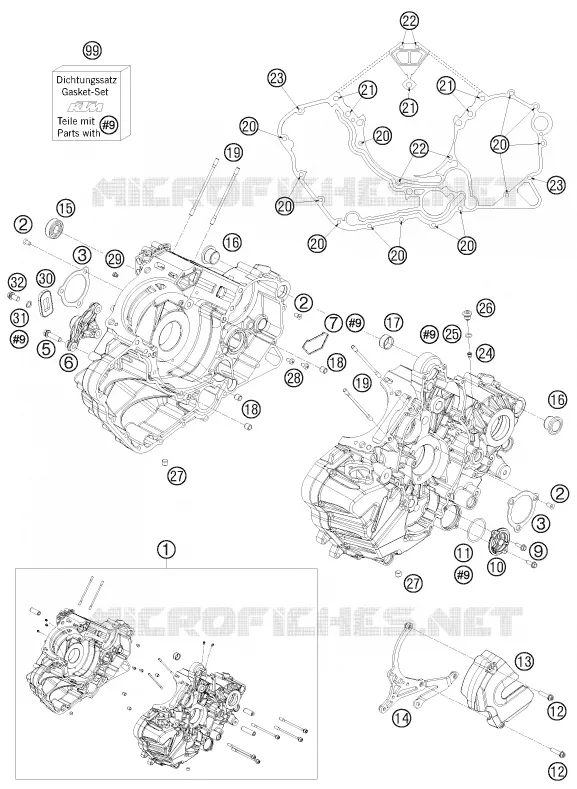 CRANKCASE KTM MOTO 1190 2009 RC8  1190 RC8 WHITE