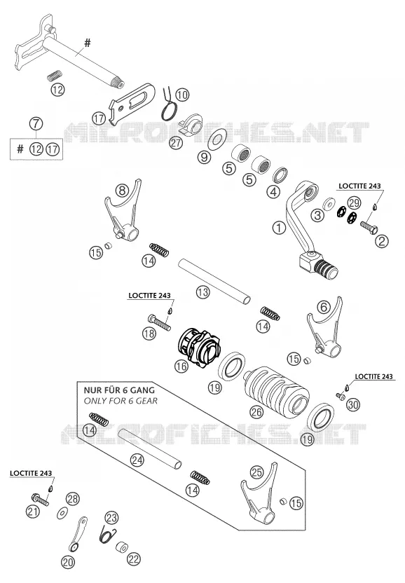 GEAR SHIFTING MECHANISM KTM MOTO 525 2004 MXC  525 MXC DESERT RACING