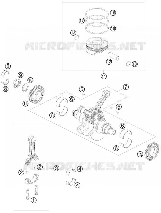 CRANKSHAFT / PISTON KTM MOTO 1190 2008 RC8  1190 RC8 WHITE