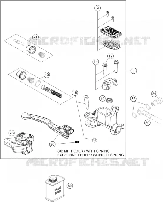 FRONT BRAKE MASTER CYLINDER KTM MOTO 150 2017 XC  150 XC-W