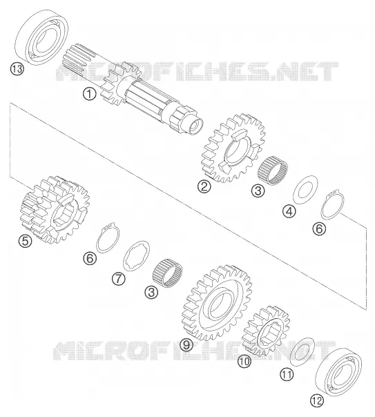 GEARBOX MAIN SHAFT KTM MOTO 450 2007 XC  450 XC