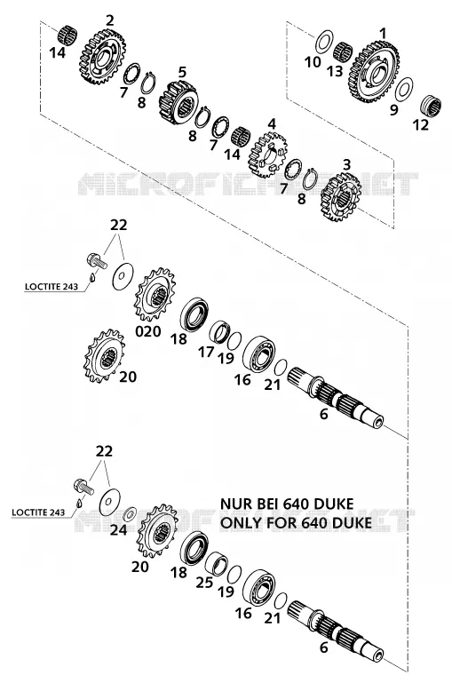 GEARBOX COUNTERSHAFT KTM MOTO 640 2001 ENDURO  640 LC4-E SIX DAYS