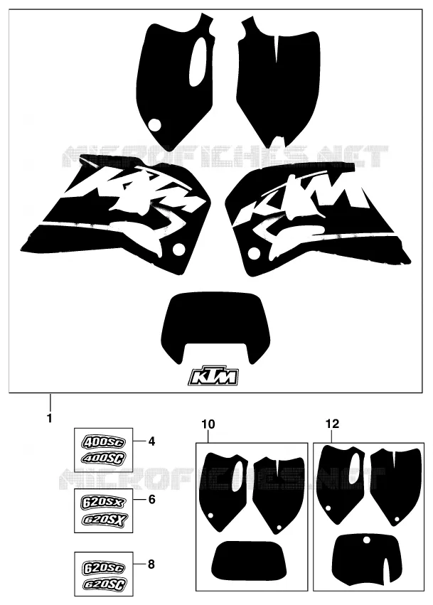 STICKERS KTM MOTO 620 1998 LC4  620 SX