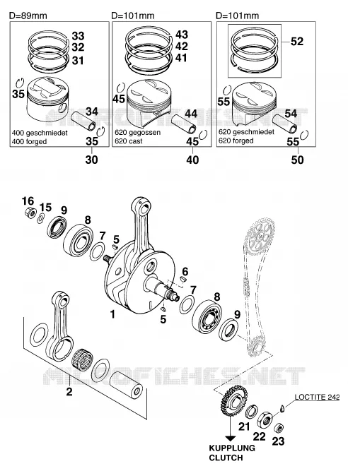 CRANKSHAFT / PISTON KTM MOTO 620 1998 LC4  620 SUP-COMP