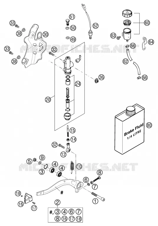 REAR BRAKE MASTER CYLINDER KTM MOTO 525 2003 EXC  525 EXC RACING