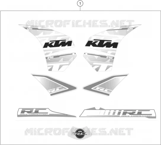 STICKERS KTM MOTO 390 2015 RC  RC 390 WHITE ABS