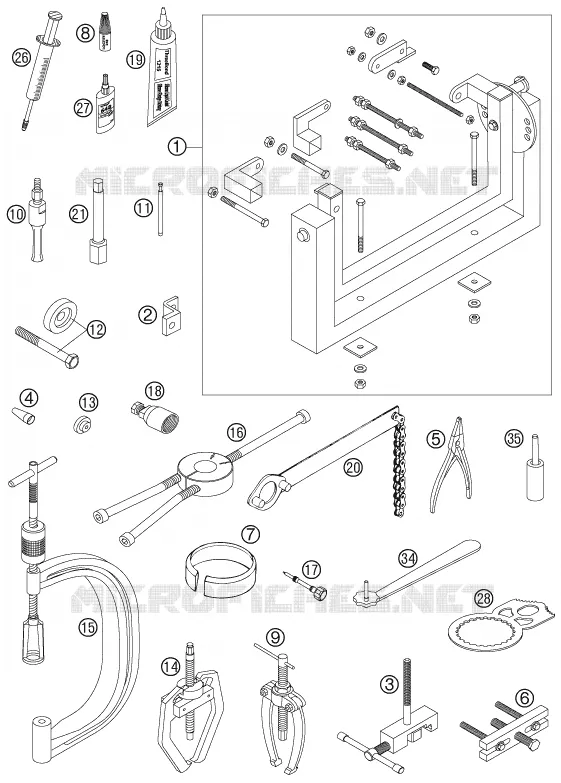SPECIFIC TOOLS (ENGINE) KTM MOTO 525 2007 EXC  525 EXC