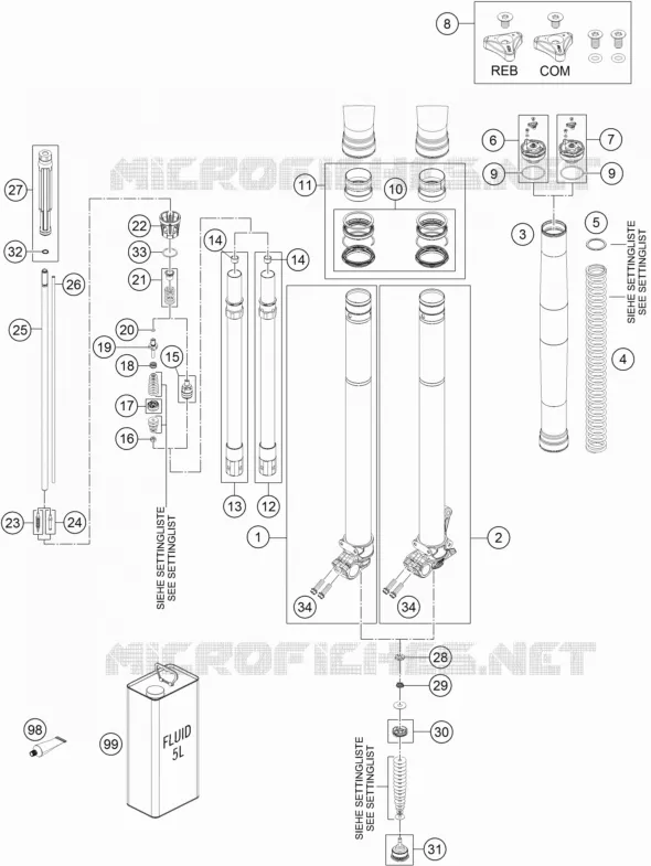 FRONT FORK (PARTS) KTM MOTO 300 2018 EXC  300 EXC TPI SIX DAYS