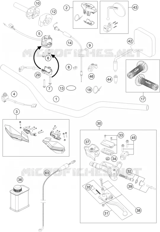 HANDLEBAR / CONTROLS KTM MOTO 300 2016 EXC  300 EXC