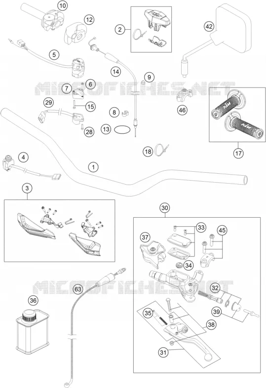 HANDLEBAR / CONTROLS KTM MOTO 300 2015 EXC  300 EXC