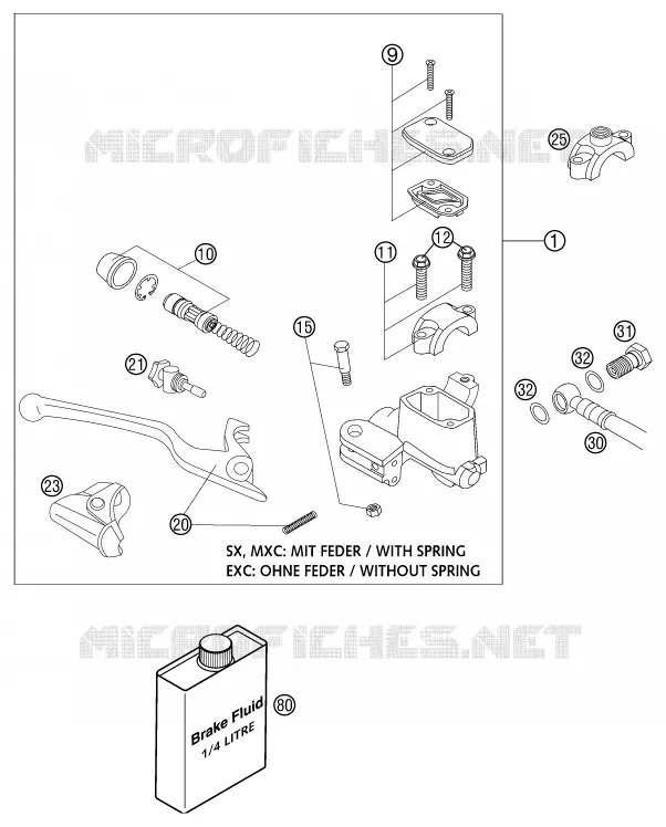FRONT BRAKE MASTER CYLINDER KTM MOTO 300 2004 EXC  300 EXC