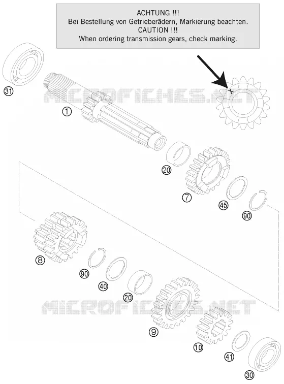 GEARBOX MAIN SHAFT KTM MOTO 125 2009 EXC  125 EXC SIX-DAYS
