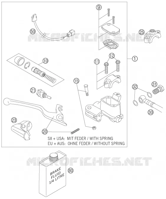 FRONT BRAKE MASTER CYLINDER KTM MOTO 450 2007 EXC  450 EXC RACING