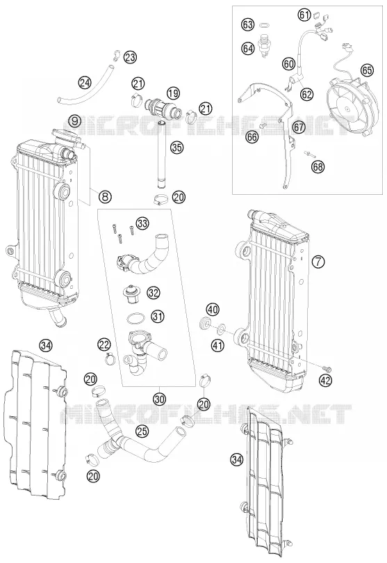 COOLING SYSTEM KTM MOTO 450 2008 EXC  450 EXC-R