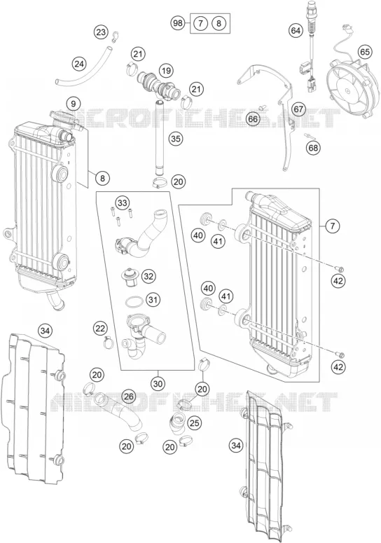 COOLING SYSTEM KTM MOTO 450 2014 EXC  450 EXC