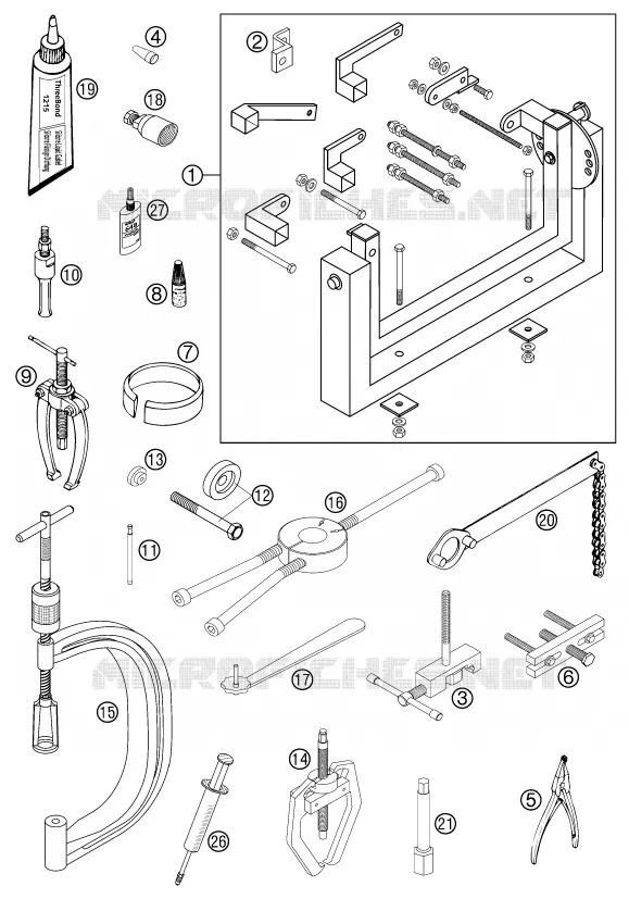 SPECIFIC TOOLS (ENGINE) KTM MOTO 400 2002 EXC  400 EXC RACING SIX DAYS