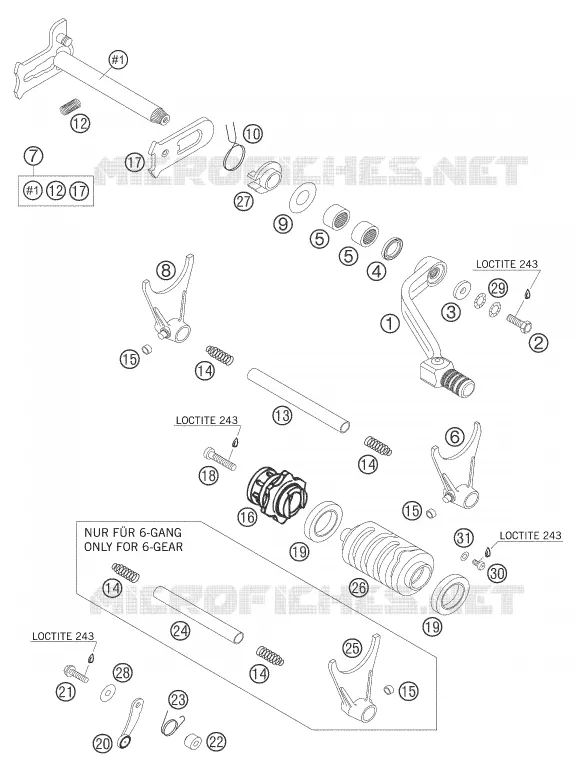 GEAR SHIFTING MECHANISM KTM MOTO 250 2005 EXC  250 EXC RACING