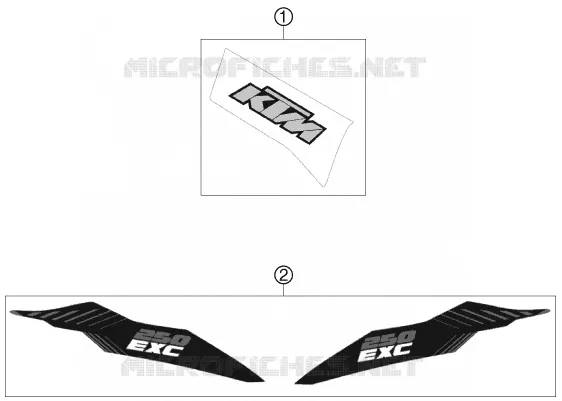 STICKERS KTM MOTO 250 2012 EXC  250 EXC