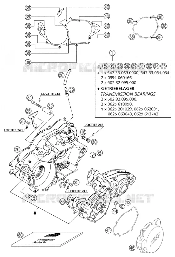CRANKCASE KTM MOTO 250 2002 EXC  250 EXC
