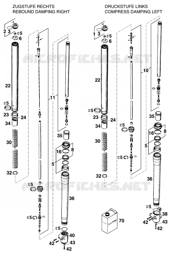 FRONT FORK (PARTS) KTM MOTO 250 1998 EXC  250 EXC 12LT