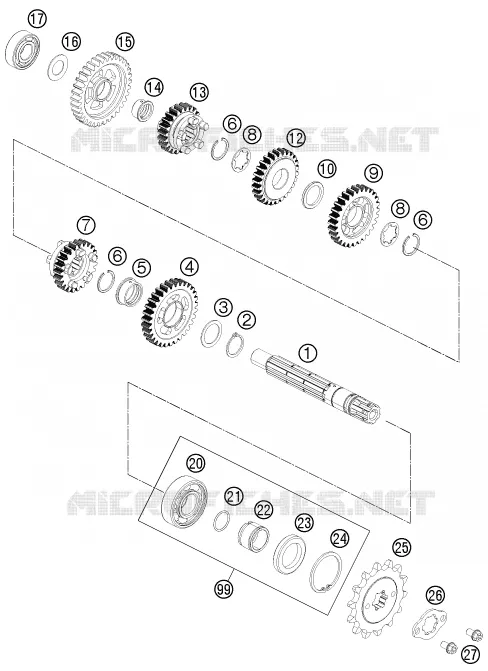 GEARBOX COUNTERSHAFT KTM MOTO 125 2015 RC  RC 125 BLACK ABS