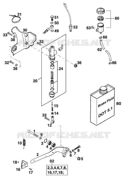 REAR BRAKE MASTER CYLINDER KTM MOTO 125 2000 SX  125 SX
