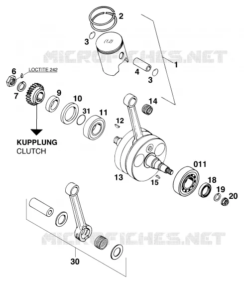 CRANKSHAFT / PISTON KTM MOTO 250 1997 SX  250 SX MARZOCCHI/OHLINS