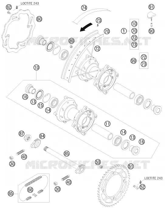 REAR WHEEL KTM MOTO 105 2008 XC  105 XC