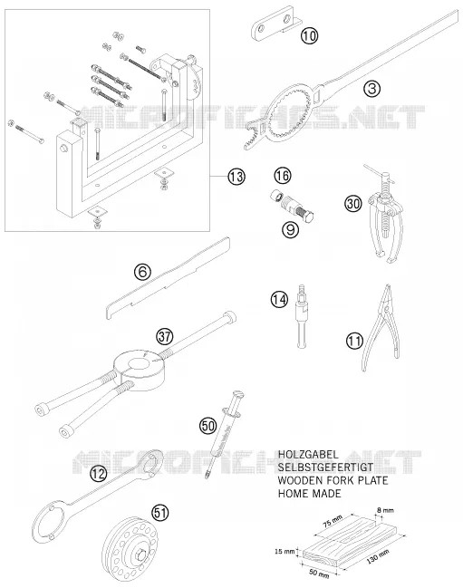SPECIFIC TOOLS (ENGINE) KTM MOTO 105 2010 SX  105 SX
