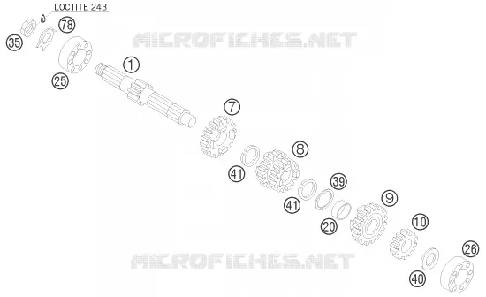 GEARBOX MAIN SHAFT KTM MOTO 85 2008 SX  85 SX 19/16
