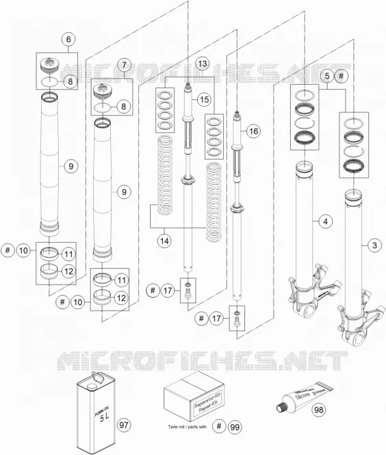FRONT FORK (PARTS) KTM MOTO 1290 2016 SUPERDUKE  1290 SUPER DUKE R BLACK ABS