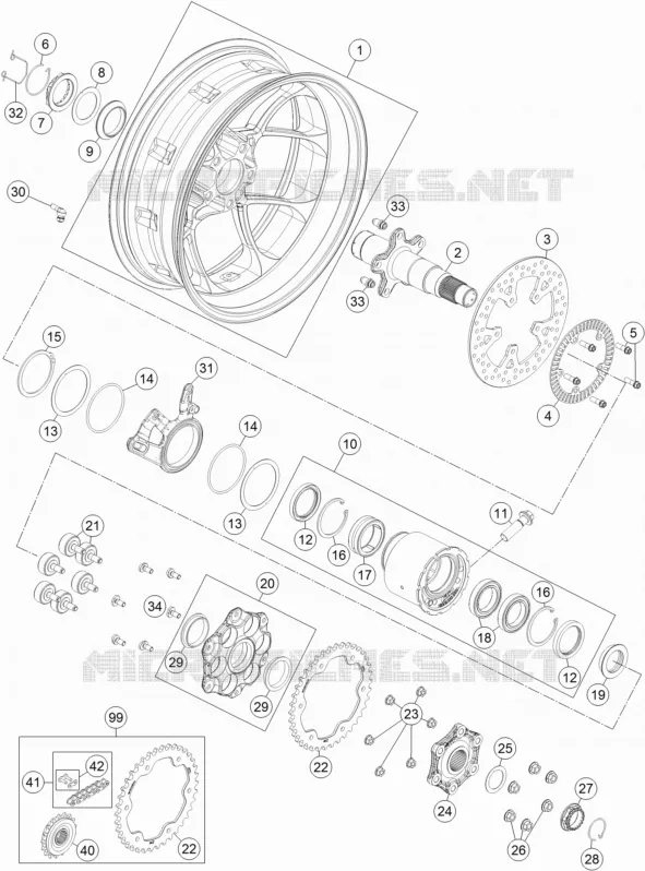 REAR WHEEL KTM MOTO 1290 2014 SUPERDUKE  1290 SUPER DUKE R BLACK ABS