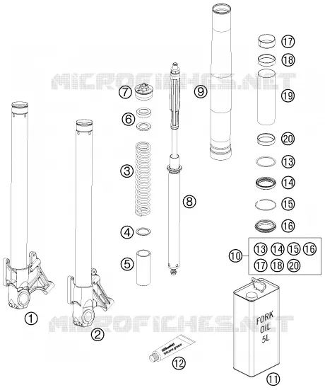 FRONT FORK (PARTS) KTM MOTO 990 2013 SUPERDUKE  990 SUPER DUKE R