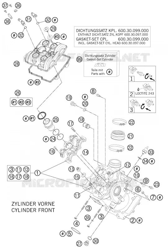 CYLINDER HEAD FRONT KTM MOTO 990 2011 SUPERDUKE  990 SUPER DUKE R