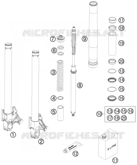 FRONT FORK (PARTS) KTM MOTO 990 2009 SUPERDUKE  990 SUPER DUKE R