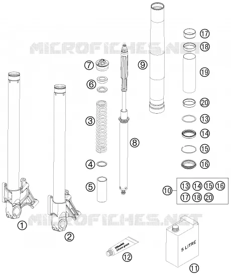FRONT FORK (PARTS) KTM MOTO 990 2009 SUPERDUKE  990 SUPER DUKE R
